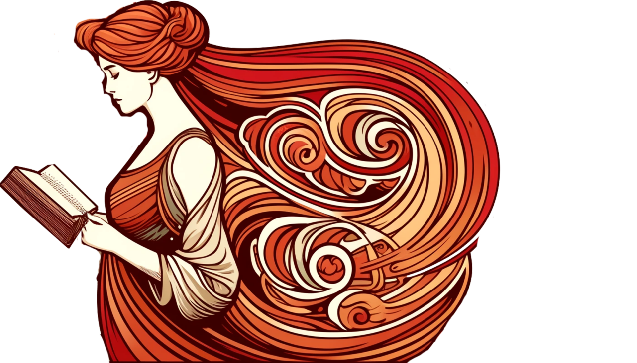 Image of the goddess of abundance reading one of our partners books.